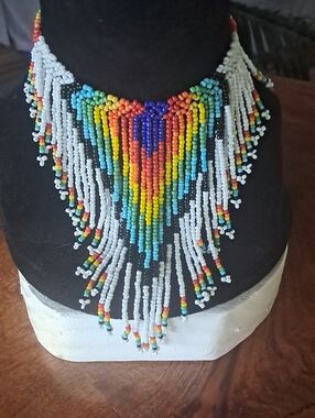 Handmade Multicolor Seed Bead Fringe Necklace - Women Jewelry Necklaces
